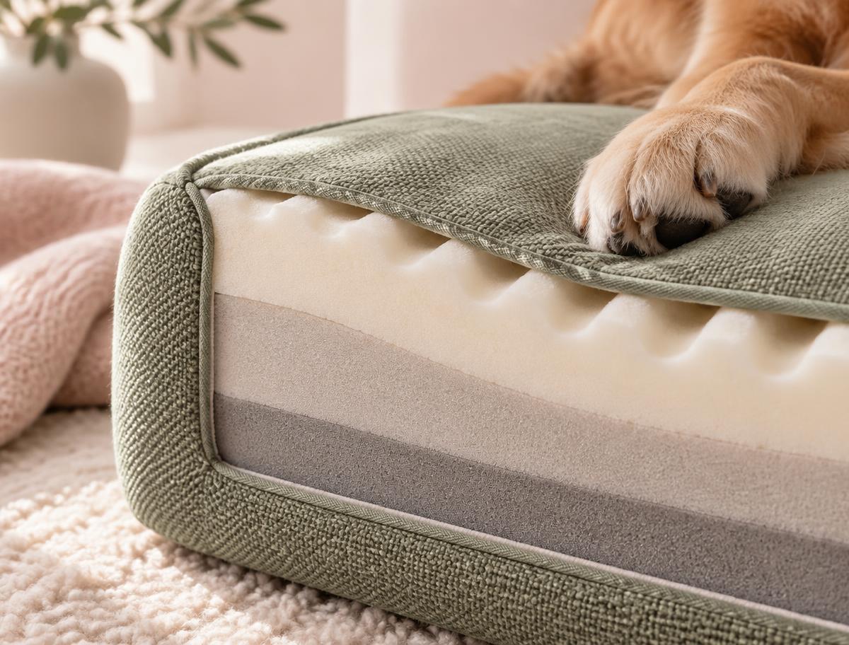 Vue en coupe de la structure d’un matelas Pawsi.e